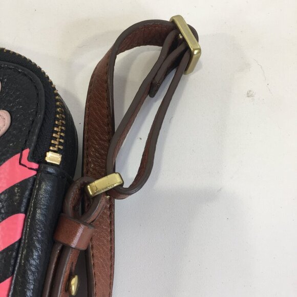 Fossil Piper Toaster Ombré Stripe Heart Leather Double Zipper Black Crossbody - Picture 6 of 16